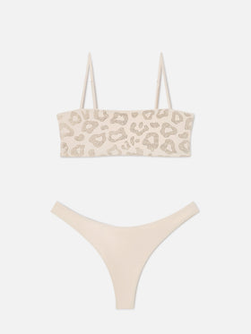 Bikini bandeau Athena Naomi animalier avec strass 