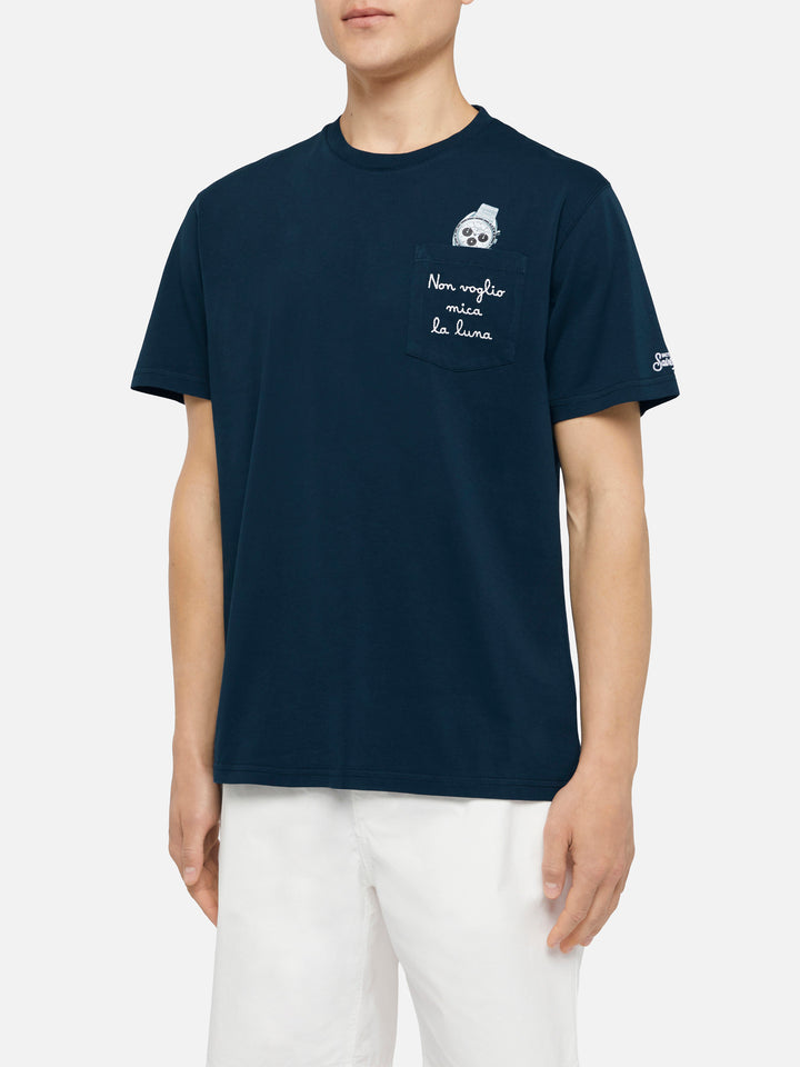Cotton t-shirt Austin with embroidery and watch print