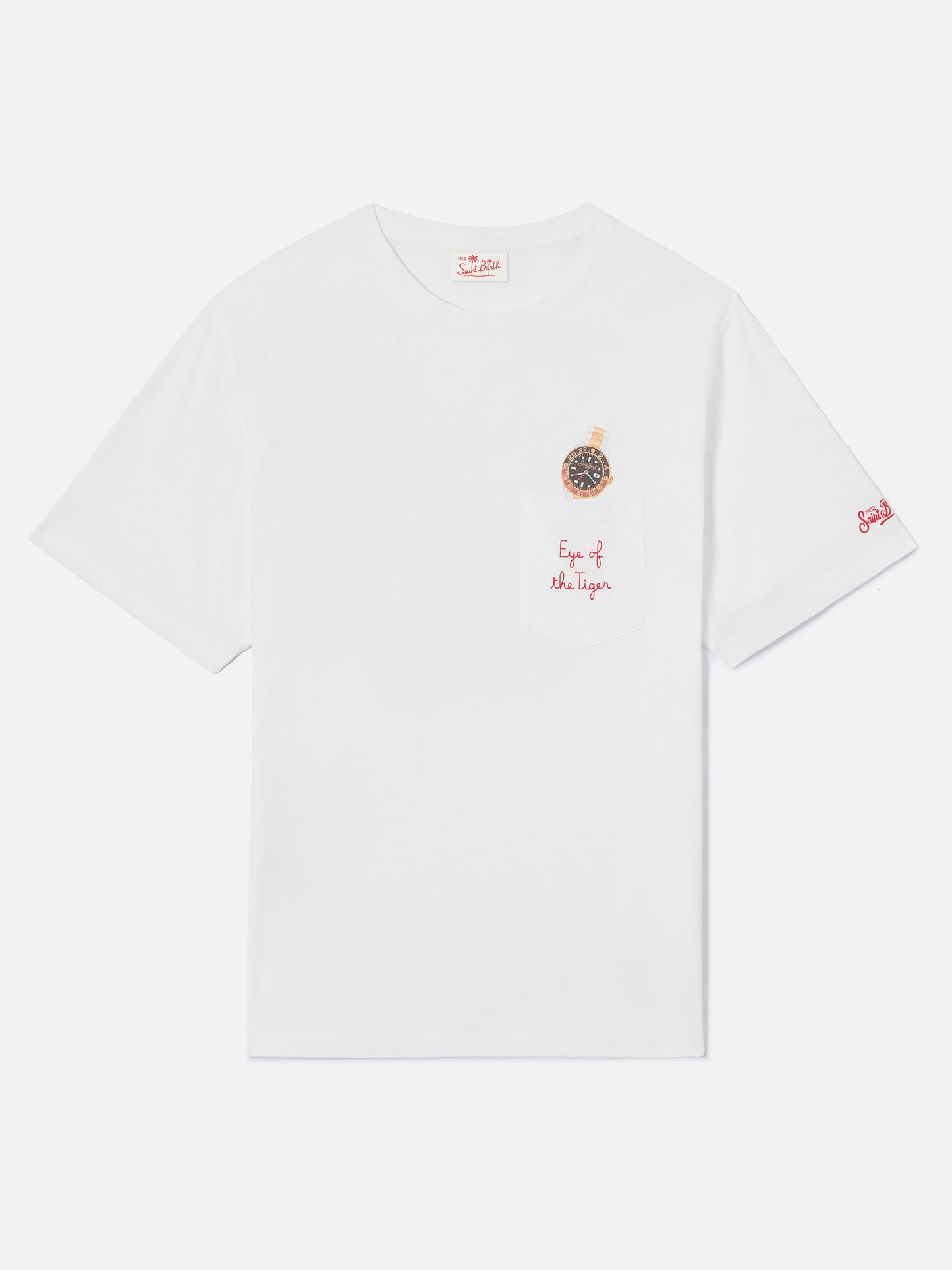 Camiseta Austin blanca con reloj y bordado Eye Of The Tiger 