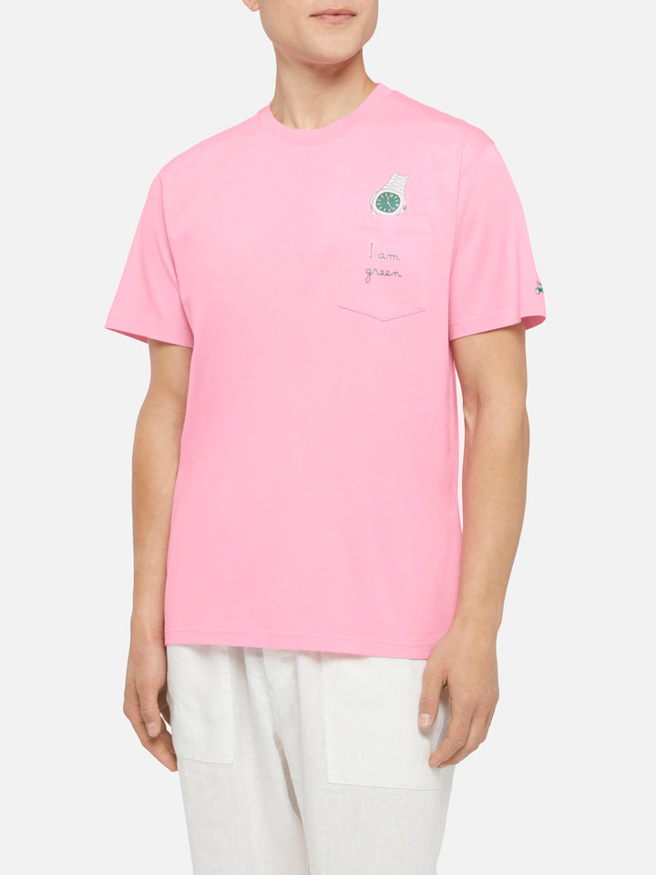 Cotton t-shirt Austin with embroidery and watch print