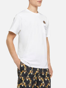 Cotton t-shirt Austin with embroidery and watch print - MC2 Saint Barth