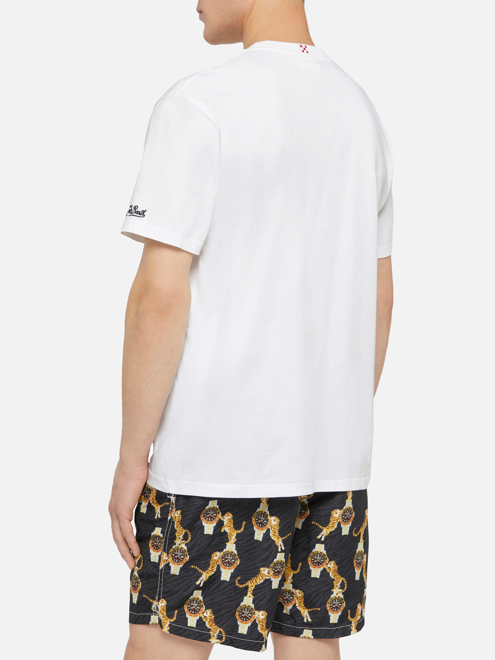 Cotton t-shirt Austin with embroidery and watch print - MC2 Saint Barth