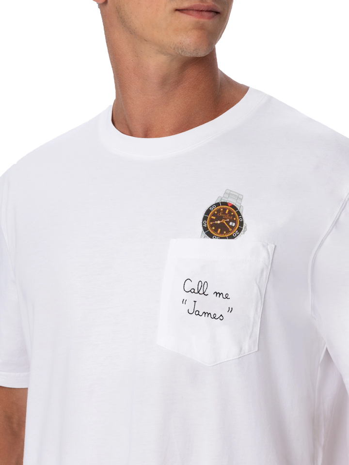 Baumwoll-T-Shirt Austin mit Stickerei und Uhrendruck