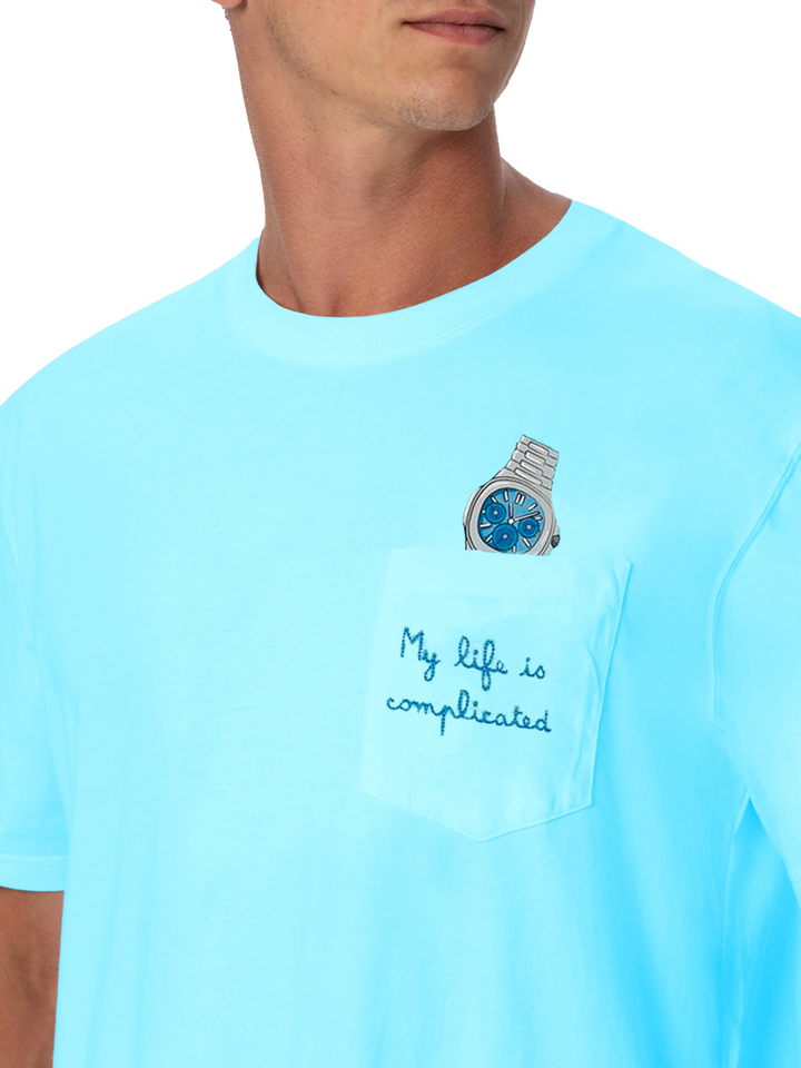 Baumwoll-T-Shirt Austin mit Stickerei und Uhrendruck