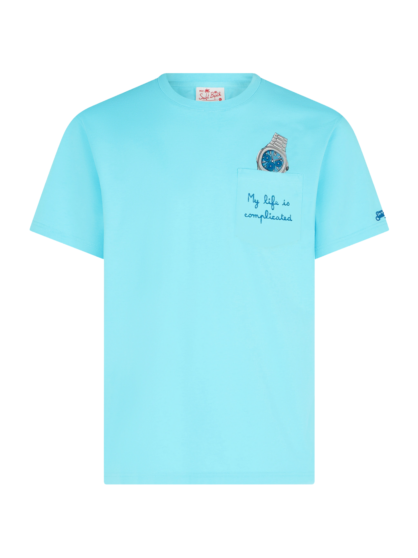 Cotton t-shirt Austin with embroidery and watch print