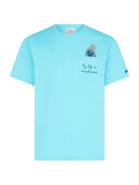 Cotton t-shirt Austin with embroidery and watch print