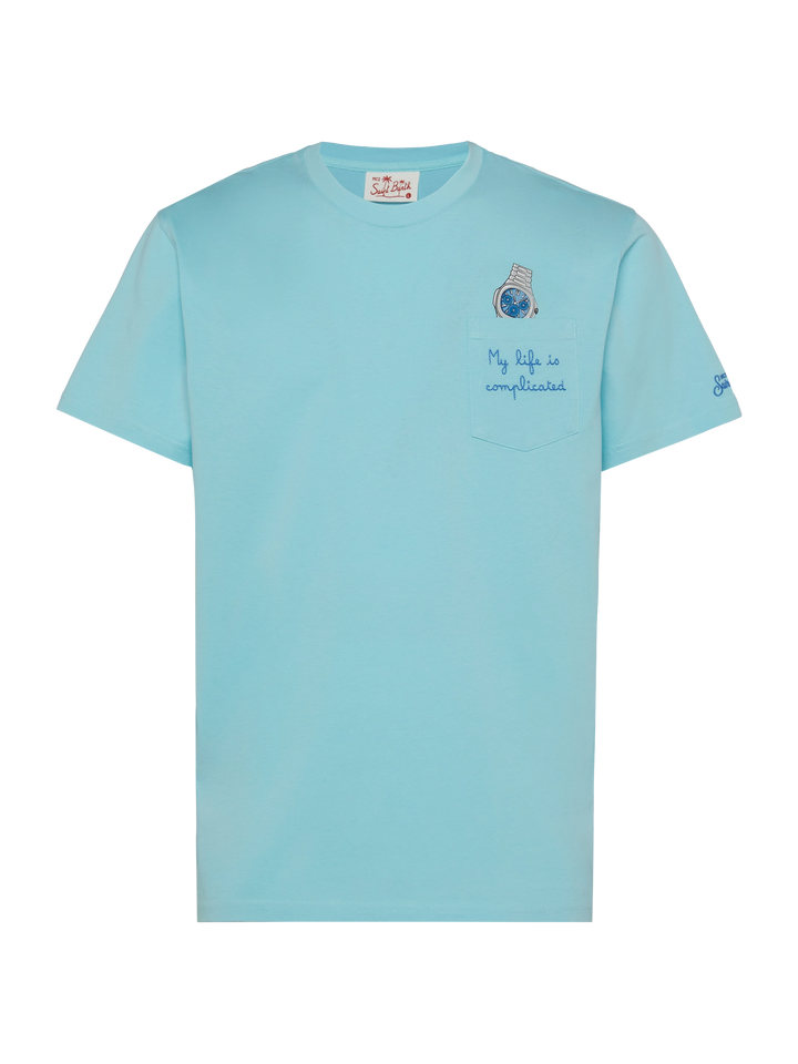 Baumwoll-T-Shirt Austin mit Stickerei und Uhrendruck