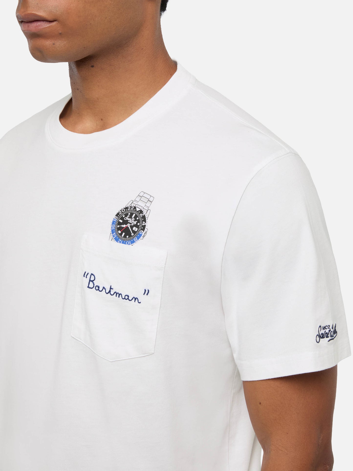 Baumwoll-T-Shirt Austin mit Stickerei und Uhrendruck