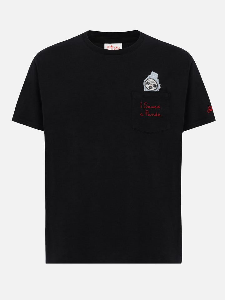 Cotton t-shirt Austin with embroidery and watch print - MC2 Saint Barth