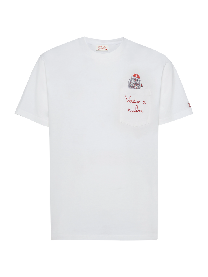 Baumwoll-T-Shirt Austin mit Stickerei und Uhrendruck