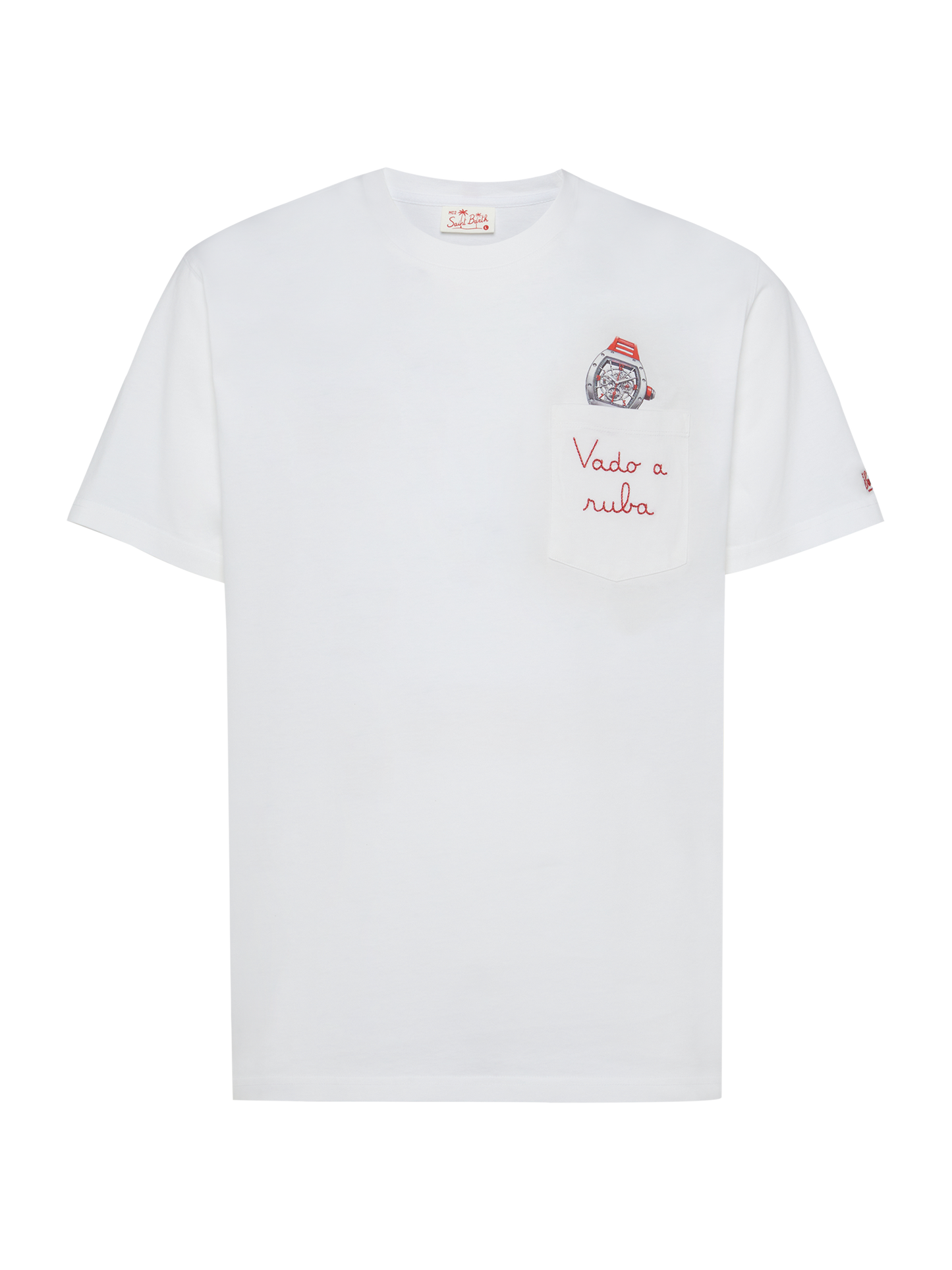 Cotton t-shirt Austin with embroidery and watch print