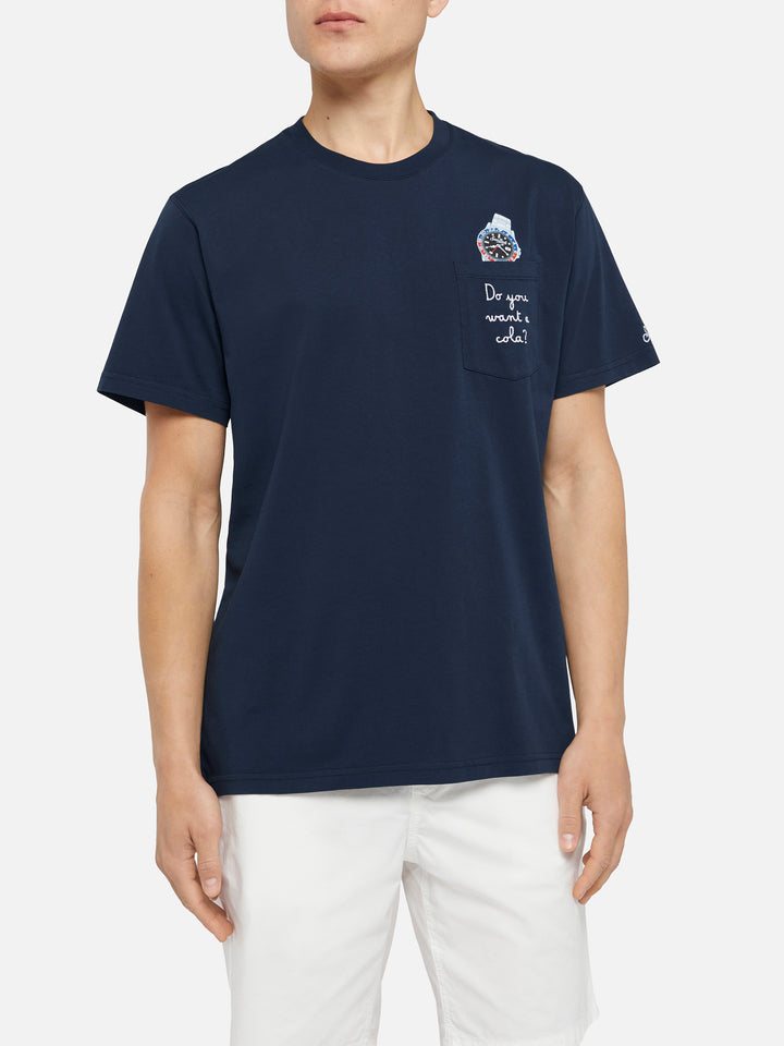 Cotton t-shirt Austin with embroidery and watch print
