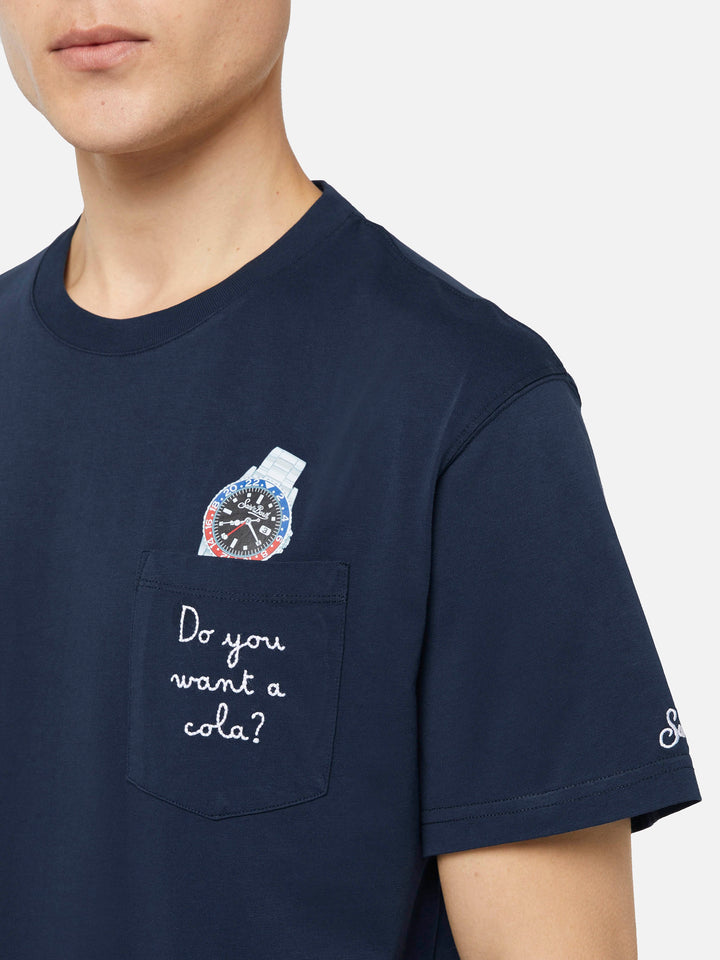 Cotton t-shirt Austin with embroidery and watch print