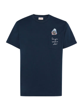 Baumwoll-T-Shirt Austin mit Stickerei und Uhrendruck