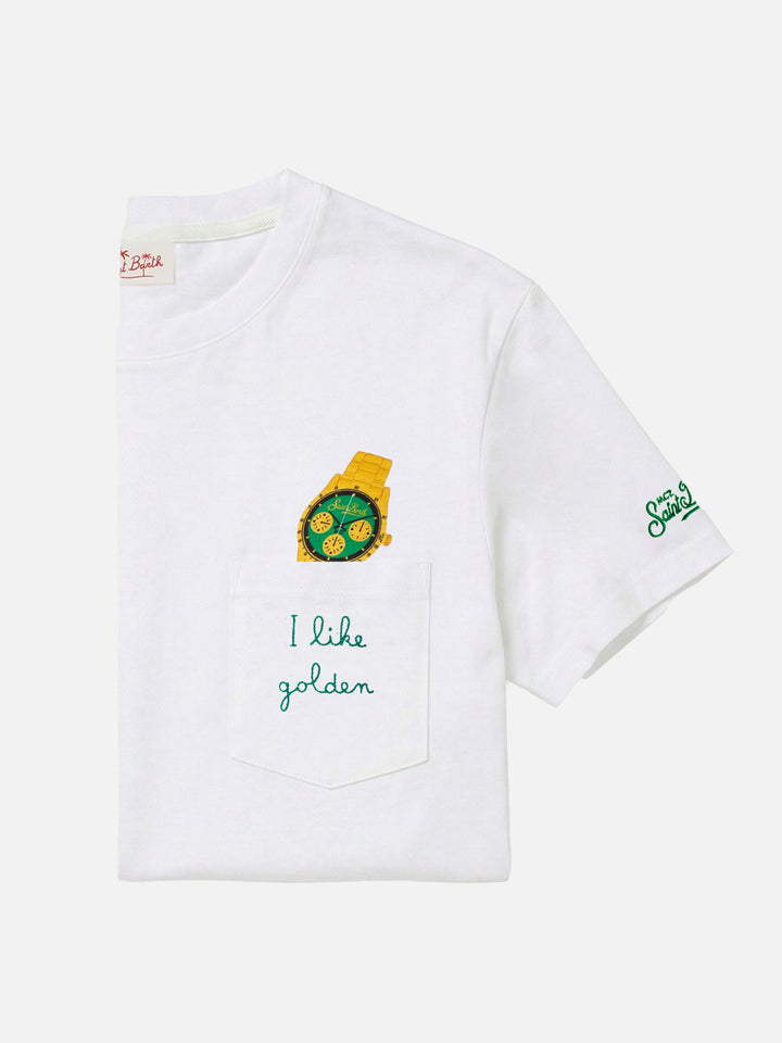 T-shirt Austin en coton avec imprimé montre et broderie 
