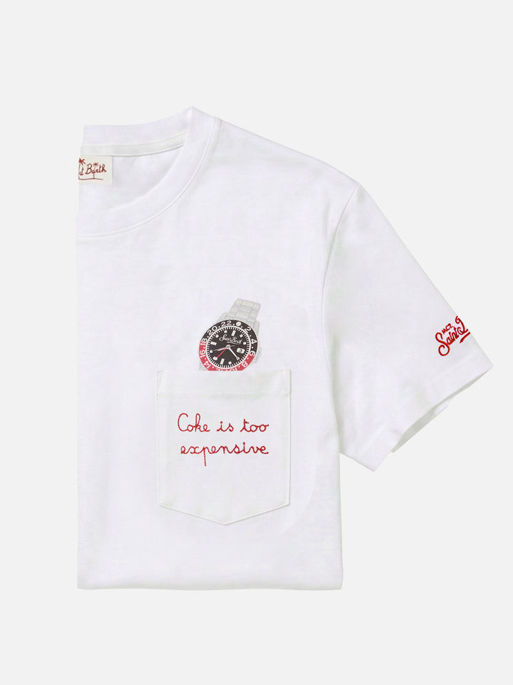 Cotton t-shirt Austin with embroidery and watch print