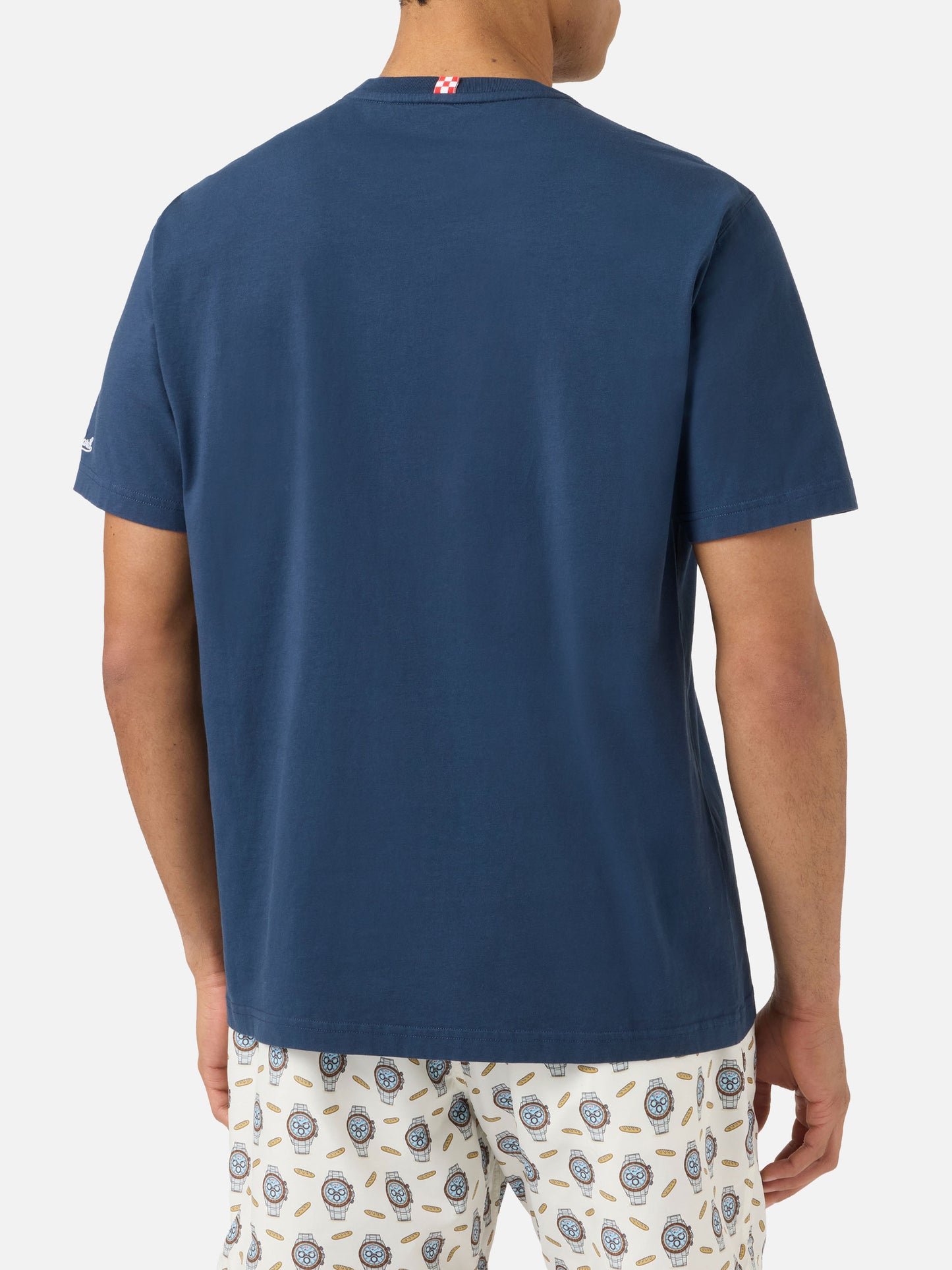 Blue Austin t-shirt with watch and My Reseller Is Different embroidery
