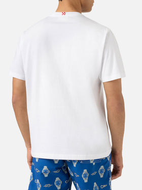 T-shirt Austin bianca con orologio e ricamo Starduchs
