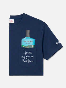 Camiseta Austin azul con bordado I Found My Gin In Portofino | Special Edition 
