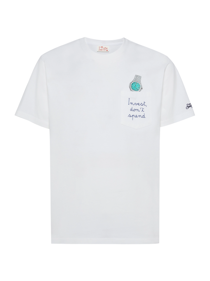 Baumwoll-T-Shirt Austin mit Stickerei und Uhrendruck
