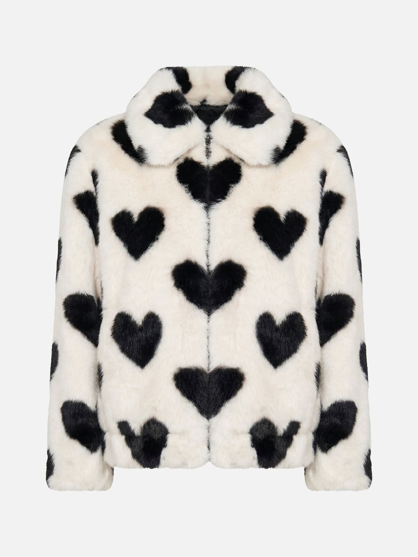 Aveline faux fur jacket with heart print