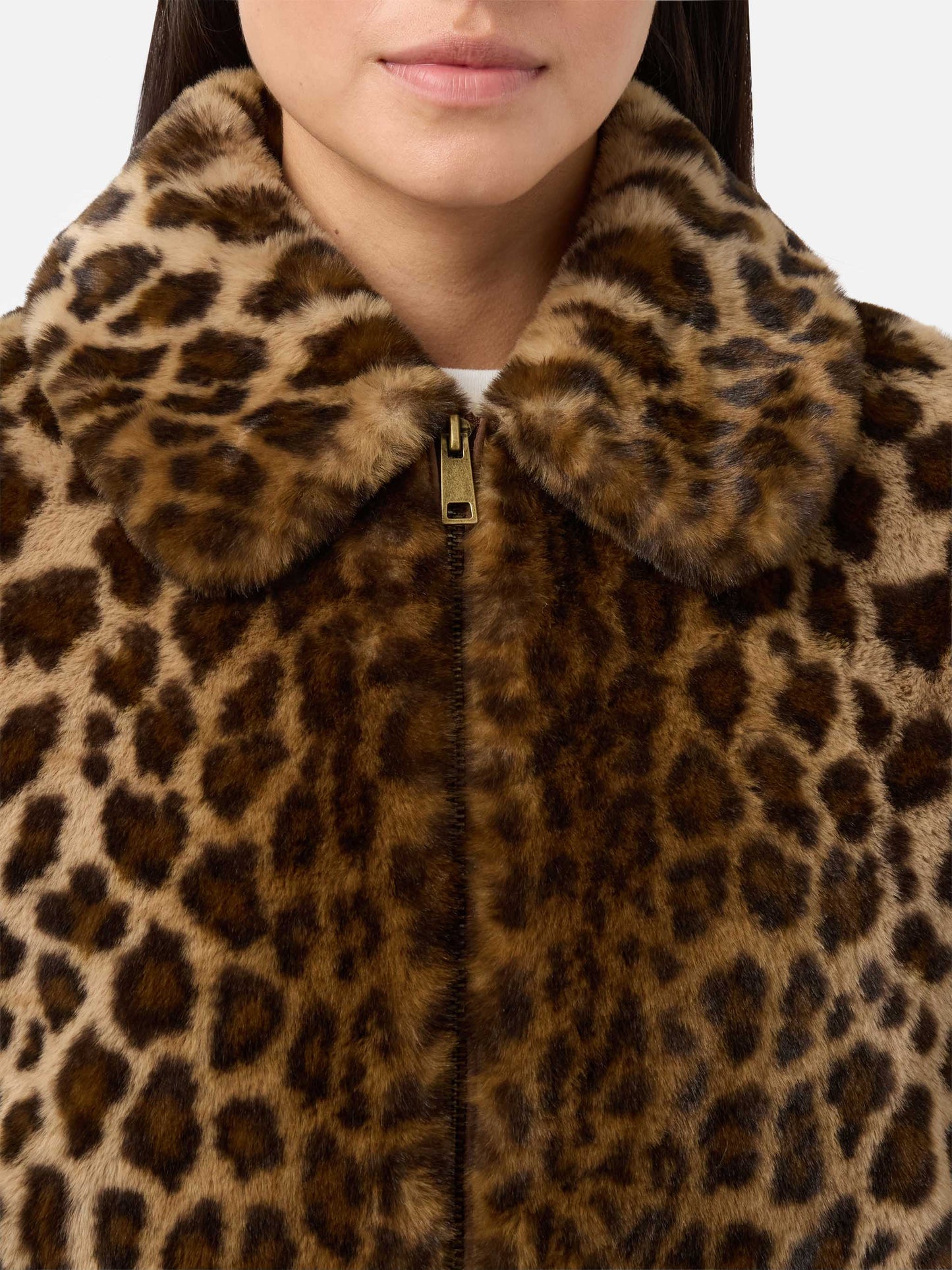 Aveline faux-fur jacket with leopard print