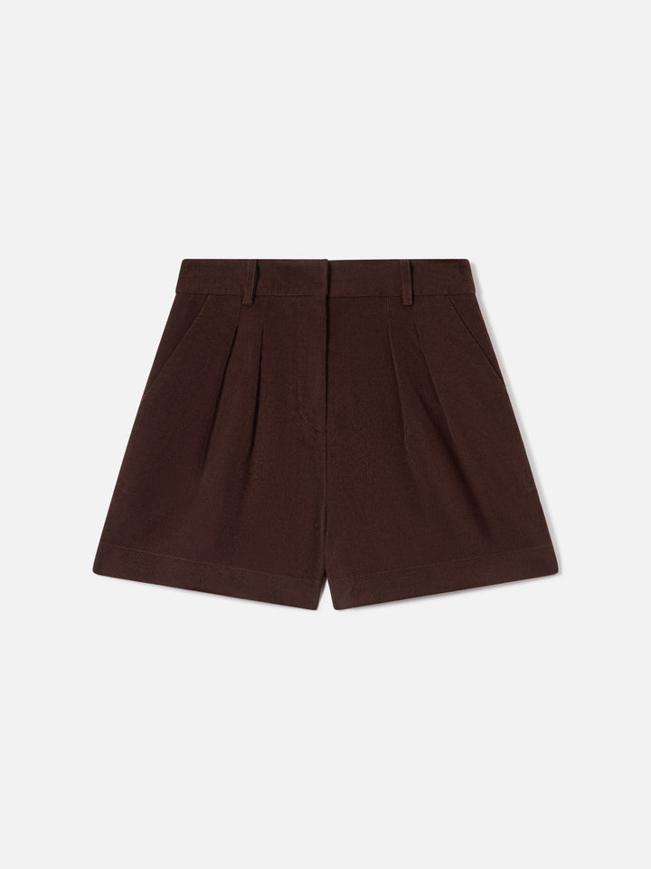 Shorts Aya de pana de algodón en marrón oscuro 