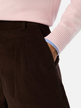 Dark brown Aya cotton corduroy shorts