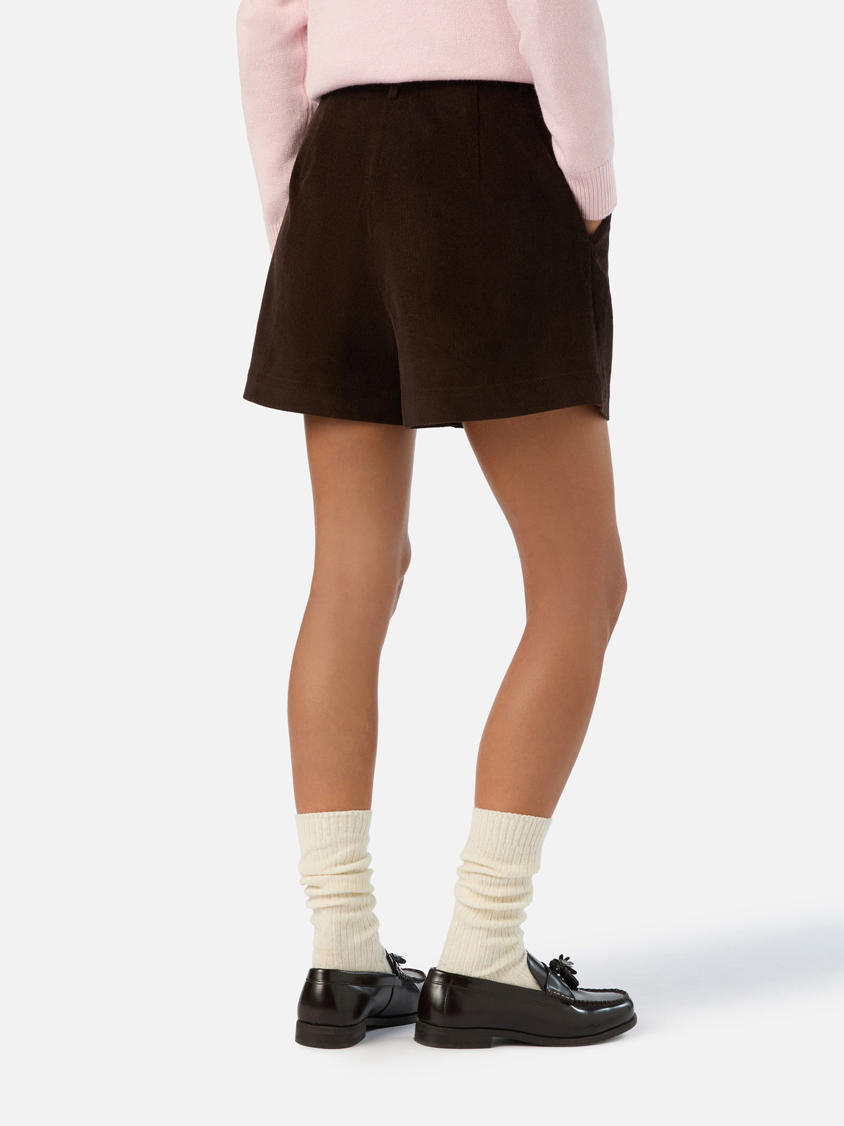 Dark brown Aya cotton corduroy shorts