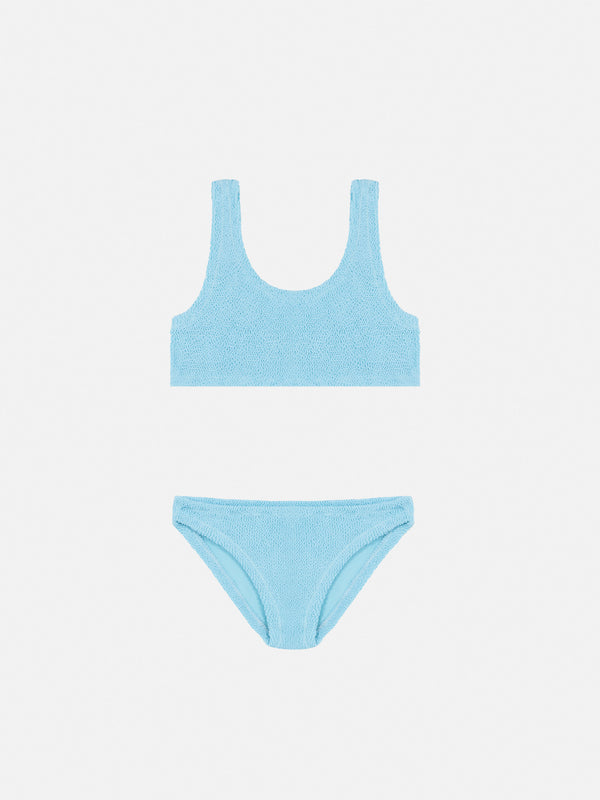 Bikini a triangolo Baker in crinkle azzurro