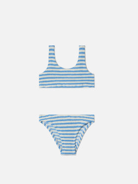 Bikini Baker in tessuto crinkle a righe azzurre