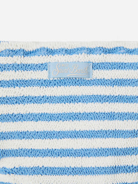 Bikini Baker in tessuto crinkle a righe azzurre