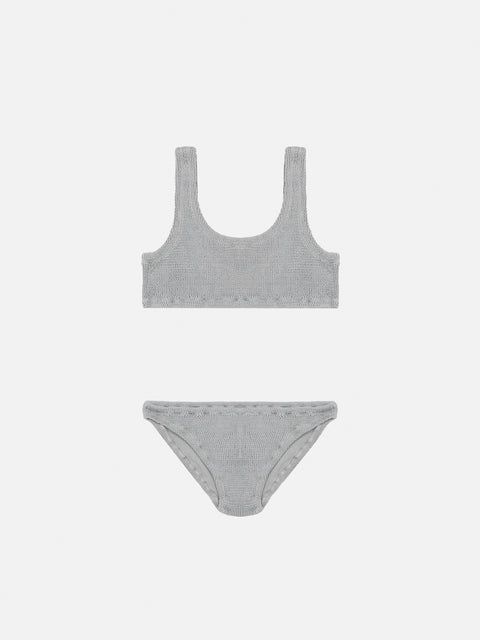 Silver lurex crinkle classic crinkle bralette bikini Baker - MC2 Saint Barth