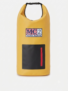 Sac à dos Aqua en PVC jaune uni avec logo imprimé 
