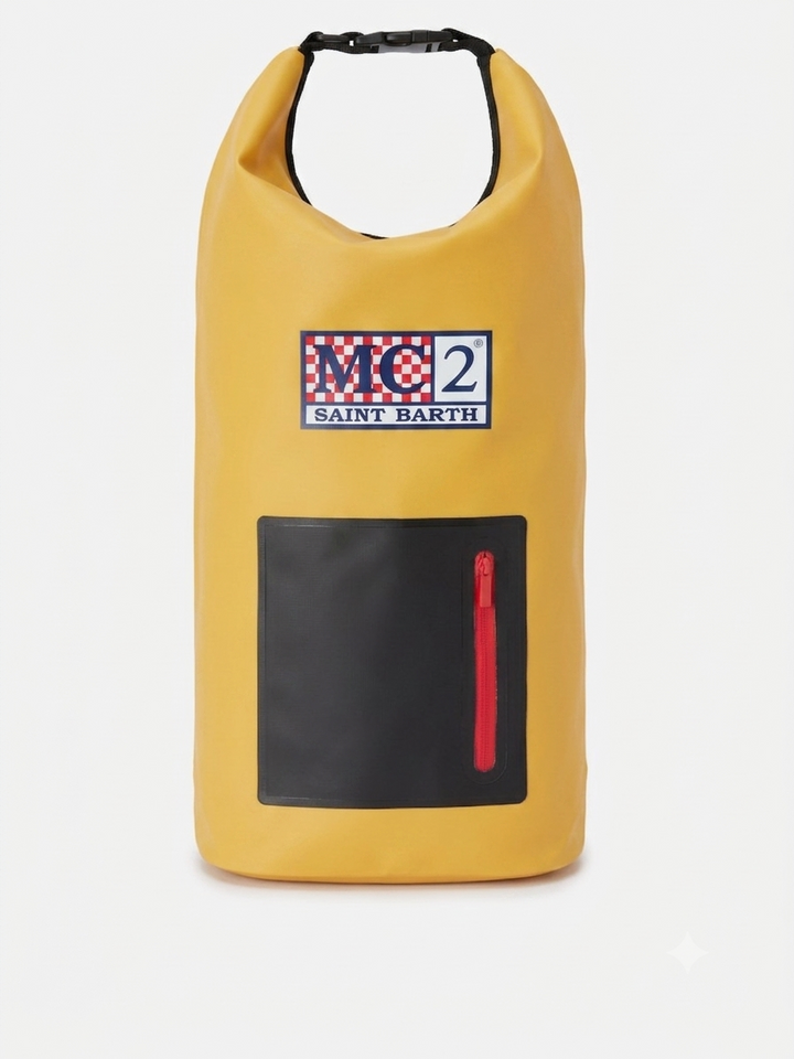 Backpack Aqua backpack in yellow solid-color PVC with printed logo