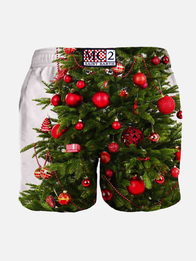 Badeshorts mit Weihnachtsbaum-Fotodruck