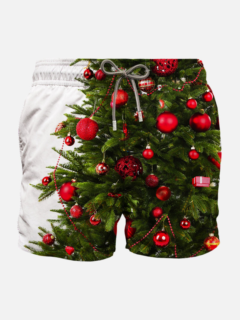 Badeshorts mit Weihnachtsbaum-Fotodruck