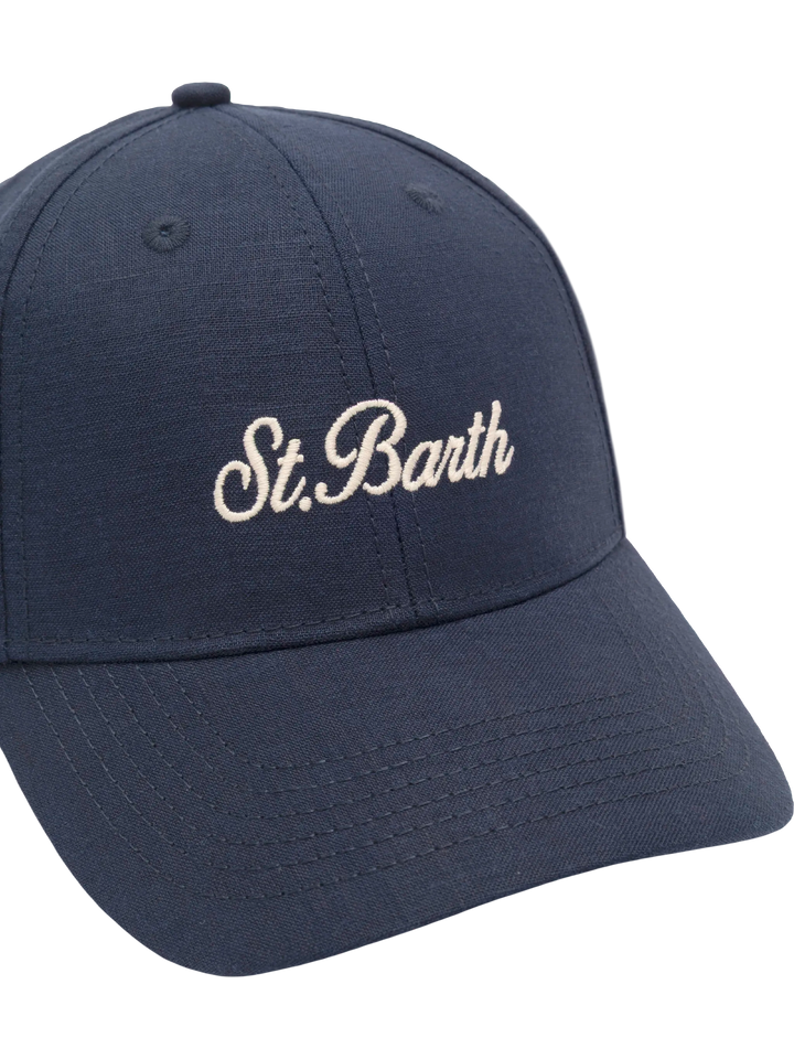 Baseball navy blue cotton linen cap