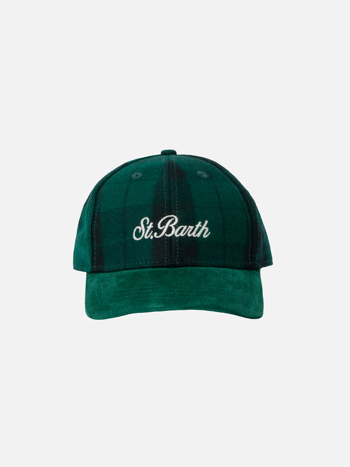 Wool tartan ball cap Baseball with corduroy visor and embroidered logo - MC2 Saint Barth