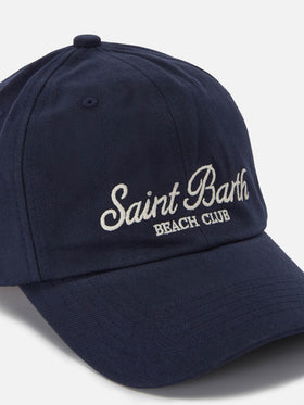 Baseball cap with visor in blue cotton with embroidered logo