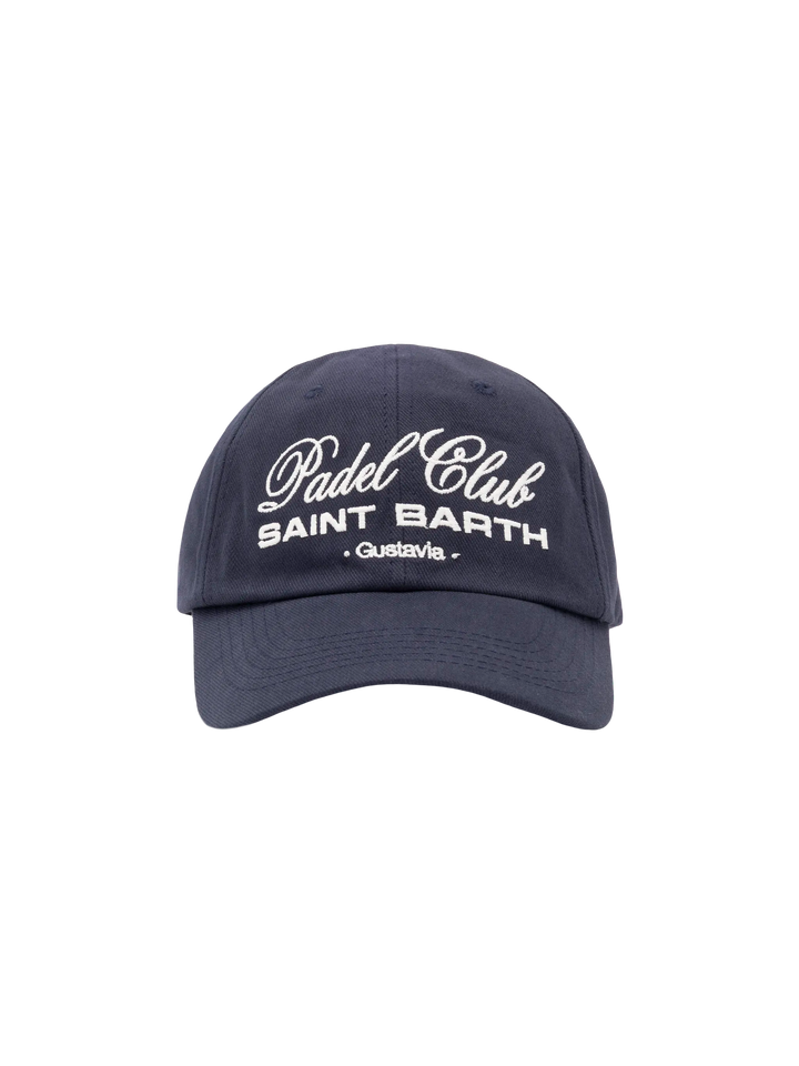 Baseball navy blue cotton cap with embroidery