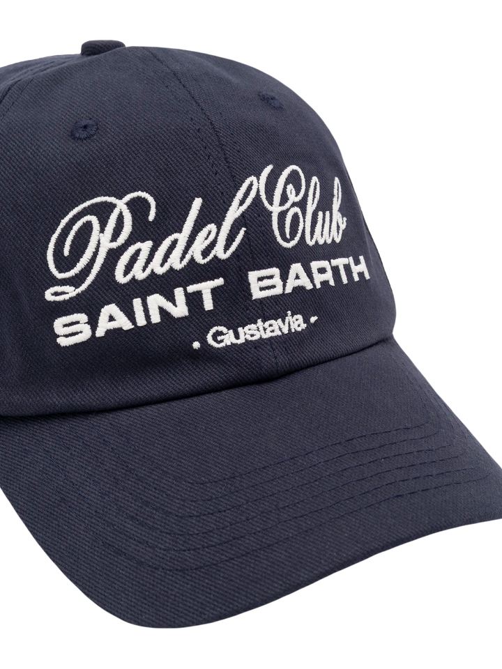 Baseball navy blue cotton cap with embroidery