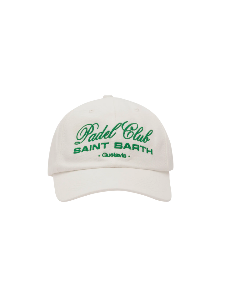 Baseball white cotton cap with embroidery