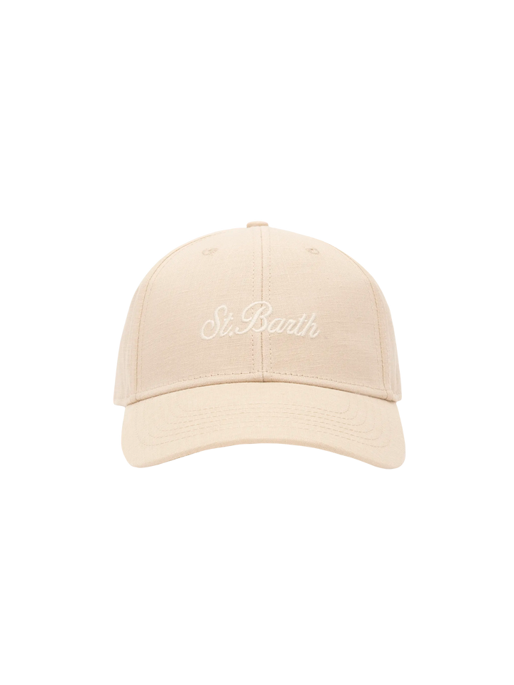 Baseball beige cotton linen cap