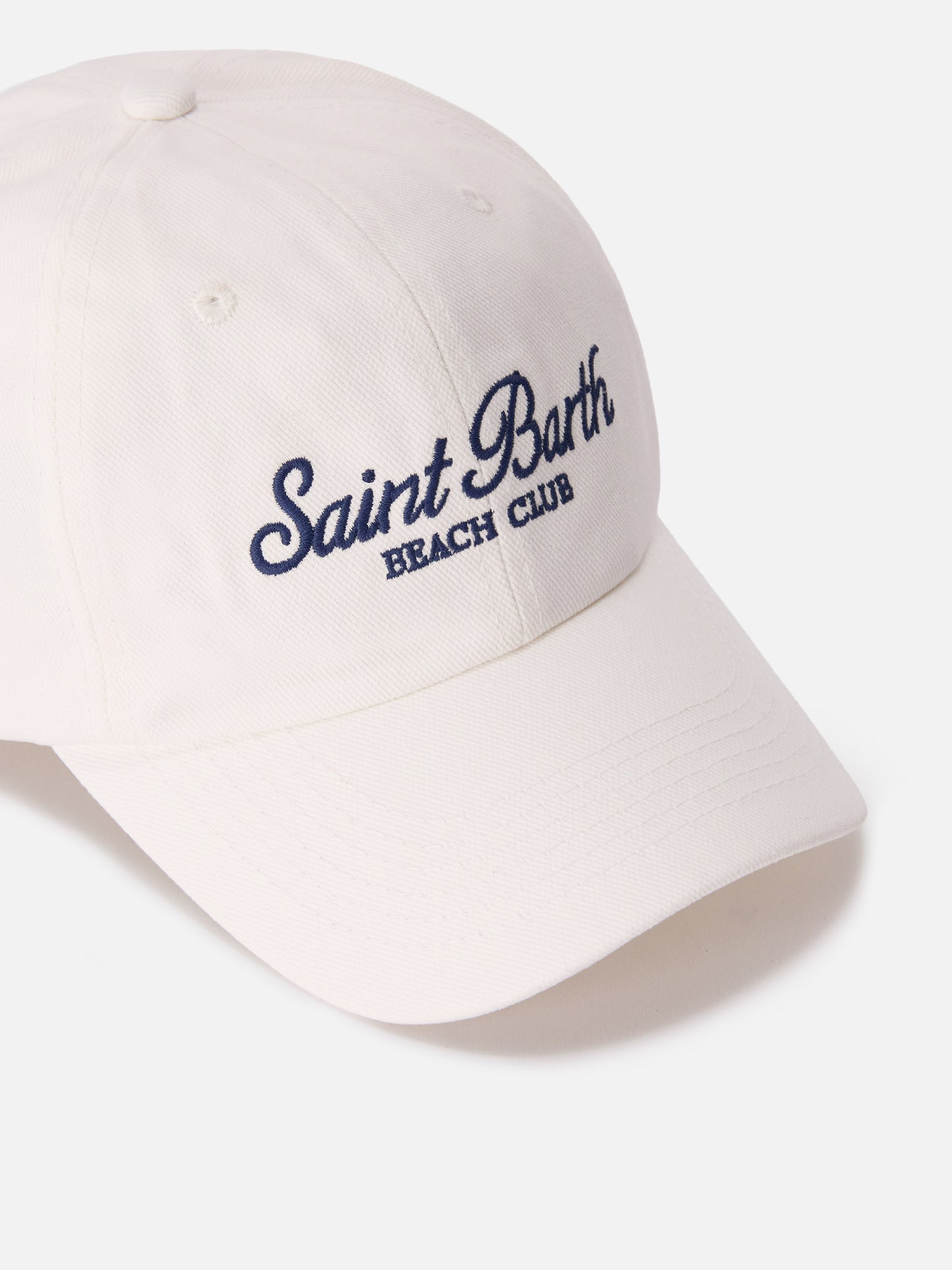 Baseball cap with visor in white cotton with embroidered logo