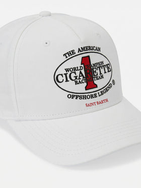 Baseball cap with visor in white with Cigarette embroidery | Special Edition