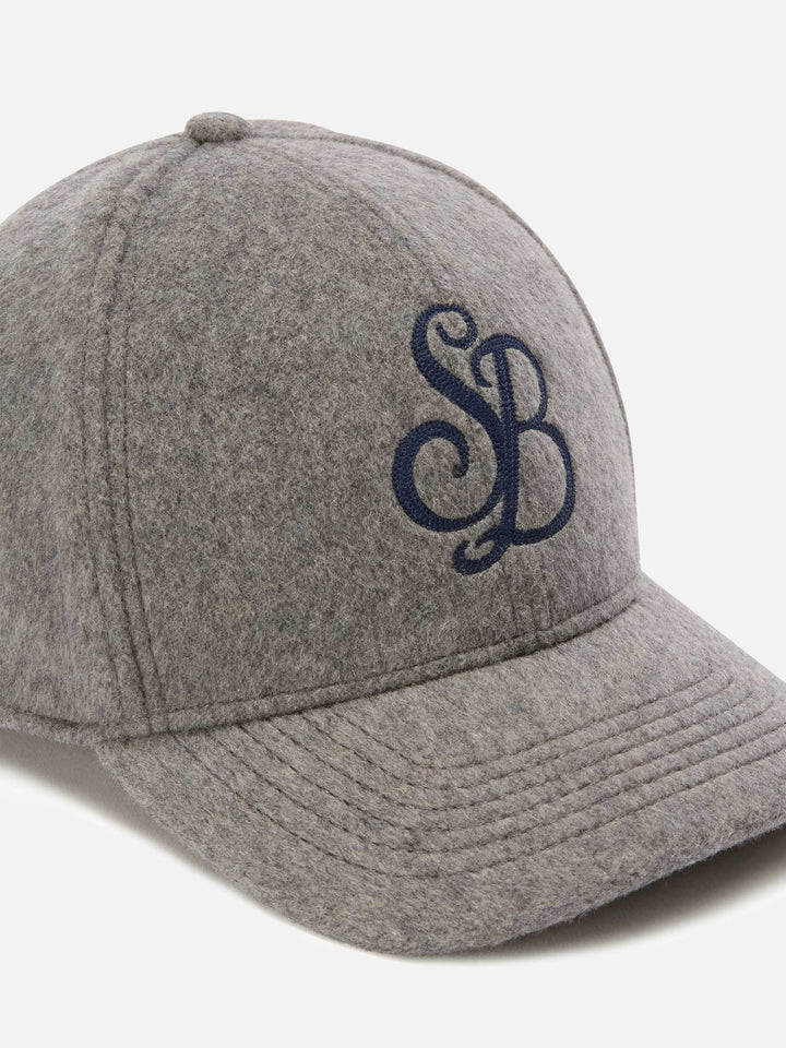 Grey Baseball felt cap with SB monogram embroidery