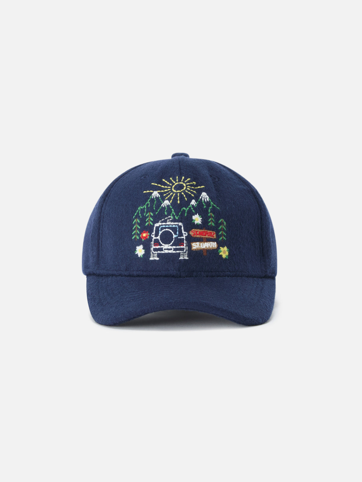 Gorra de fieltro Navy blue Baseball en mezcla de lana con bordado St. Moritz | Special edition 
