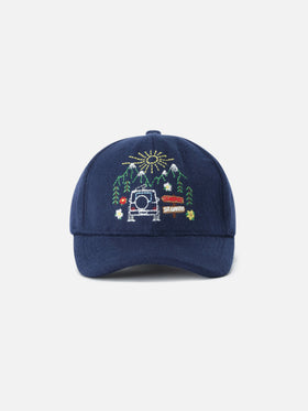 Gorra de fieltro Navy blue Baseball en mezcla de lana con bordado St. Moritz | Special edition 