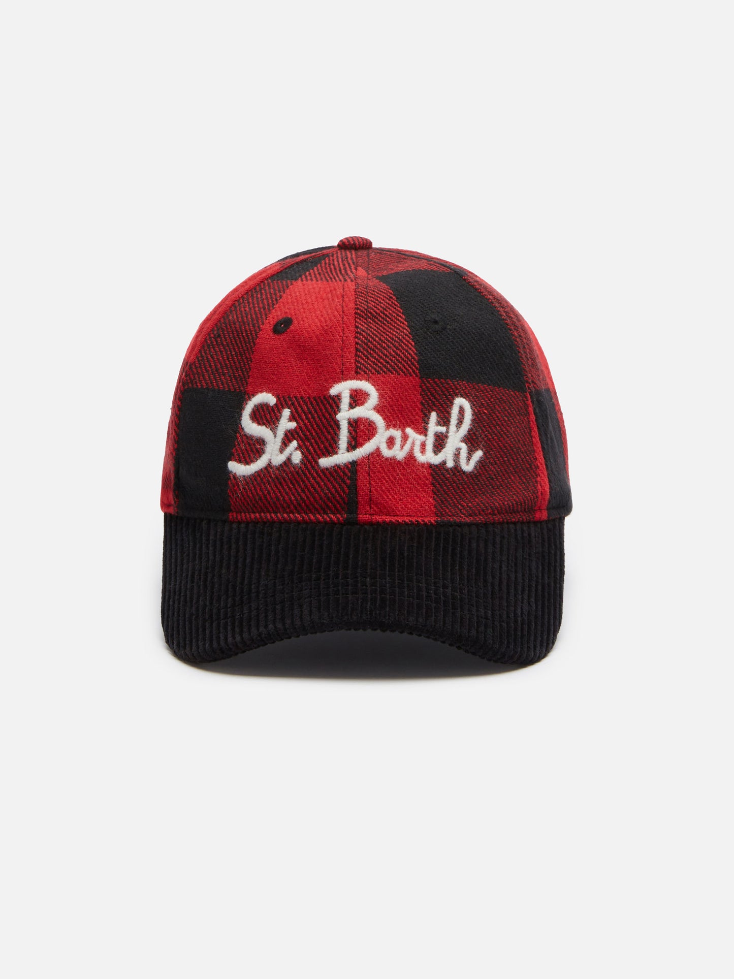 Baseballcap aus Karofilz mit St. Barth-Stickerei